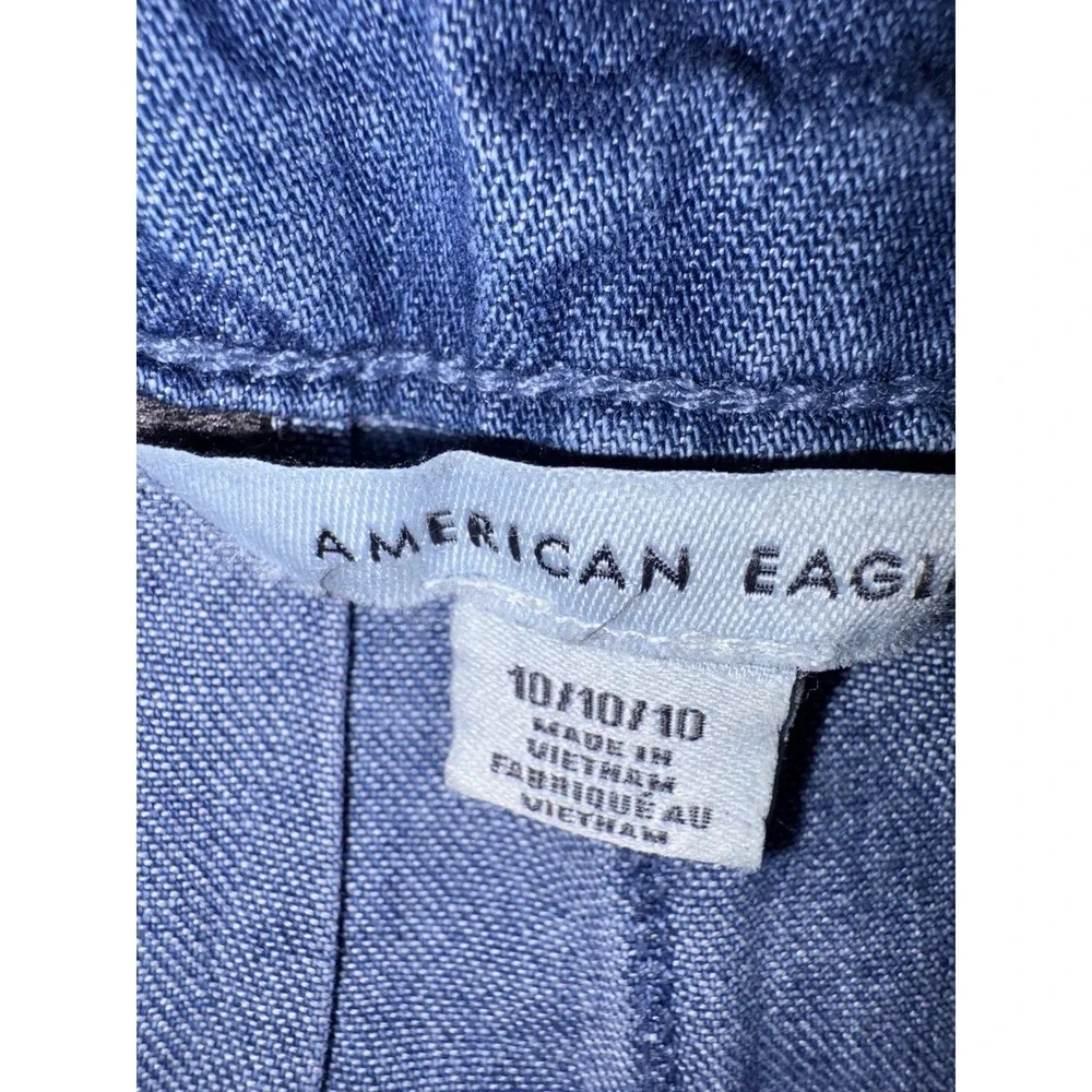 American Eagle Pleated Jeans Mini Skirt Denim Women's 10 Medium Wash Stretch - Picture 2 of 5